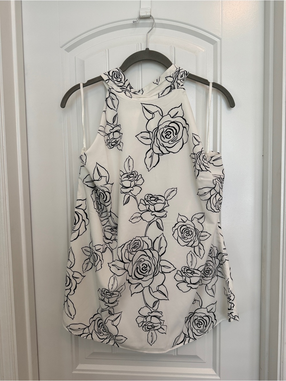 White House Black Market White Floral Halter Tank